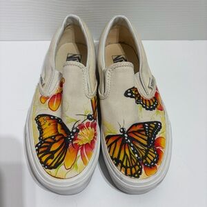 Vans Slip-On Sneakers - Butterfly and Floral Design Womens 8